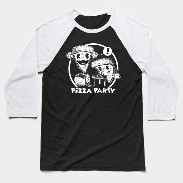 Pizza Party Baseball T-Shirt by harebrained